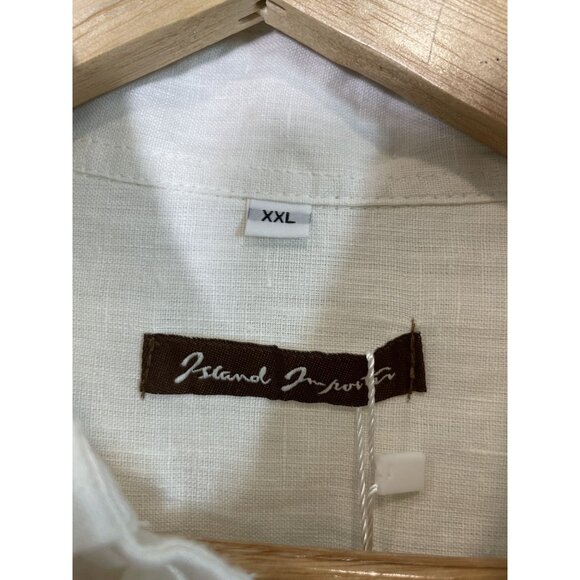 Island Importer Mens Linen Shirt XXL White Casual Beach Summer Short Sleeve - Picture 2 of 11
